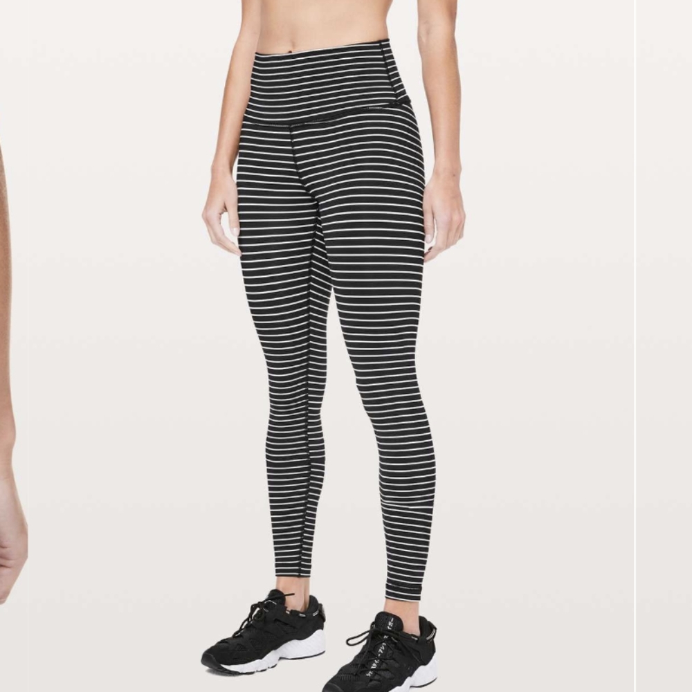 lululemon athletica Black & White Striped High-Rise Leggings